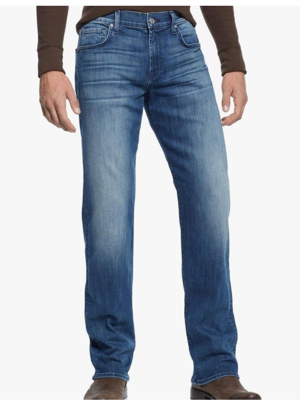 7 For All Mankind Carsen Jeans Mens 38x28 Blue Relaxed Straight Stretch Denim